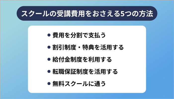 プログラミングスクールの受講費用をおさえる5つの方法